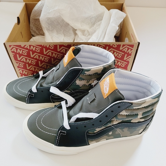 New Vans Unisex SK8 HI Green Camo Sneakers Size M 6.5 W 8 - Picture 4 of 9